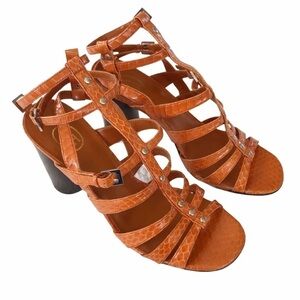 ASH Orange Snake Print Caged Strappy Sandals NWOB